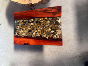 Resin River w/ Opals Timber coffee/side table (Varnished)