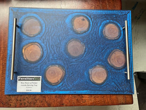 Blue Resin w/Timber rounds Serving Tray