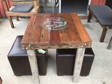700mm cafe table wooden recycled