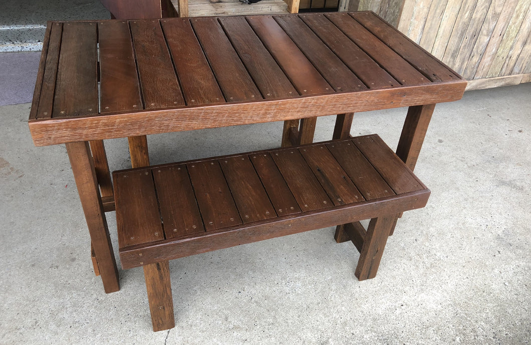 940mm bench seat 1200mm table wooden recycled