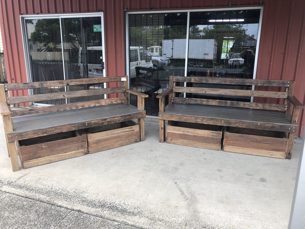 1800mm bench seat with back wooden recycled