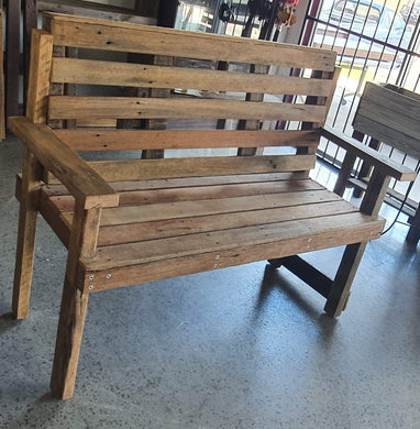 1400mm Slimline bench seat with back wooden recycled