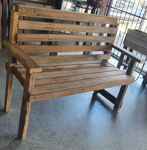 1400mm Slimline bench seat with back wooden recycled