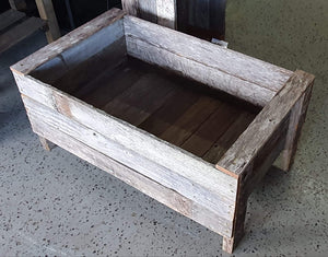 900mm rectangle planter with slat handle wooden recycled