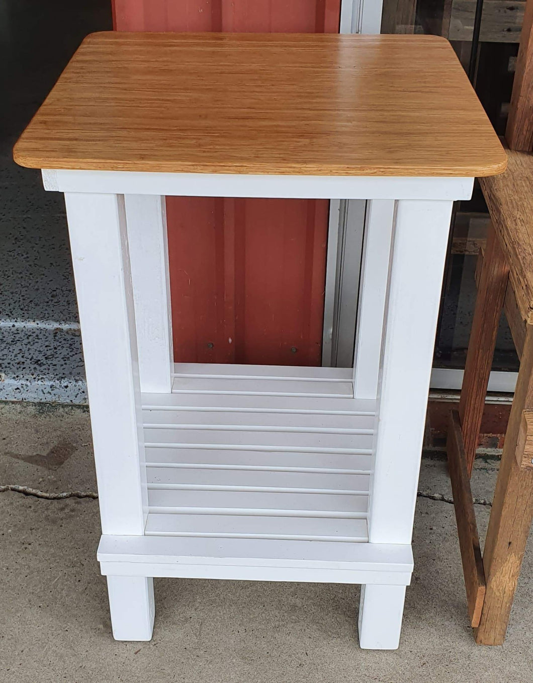 600mm Island bench with shelf wooden recycled