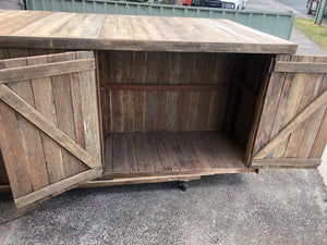 2700mm bar with 4 door cupboard wooden recycled