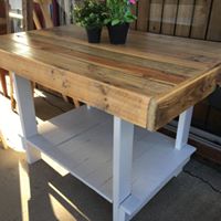1200mm Island bench with shelf wooden recycled