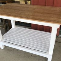 1200mm Island bench with shelf wooden recycled