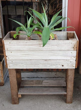 Load image into Gallery viewer, 740mm rectangle planter with legs and shelf wooden recycled
