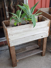 Load image into Gallery viewer, 740mm rectangle planter with legs and shelf wooden recycled