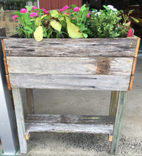 Load image into Gallery viewer, 740mm rectangle planter with legs and shelf wooden recycled